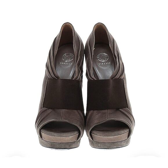 Versace Bronze Brown Shimmer Platform Stiletto Heels Size EU 39/US 9 EUC - Picture 3 of 10